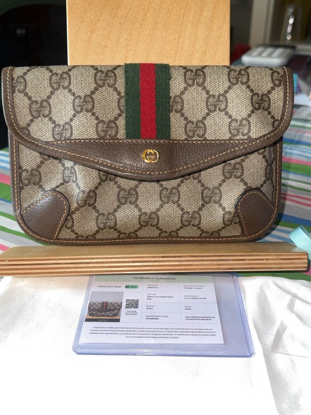 Vintage Gucci Sherry Line GG Monogram Supreme Canvas Small Clutch Bag